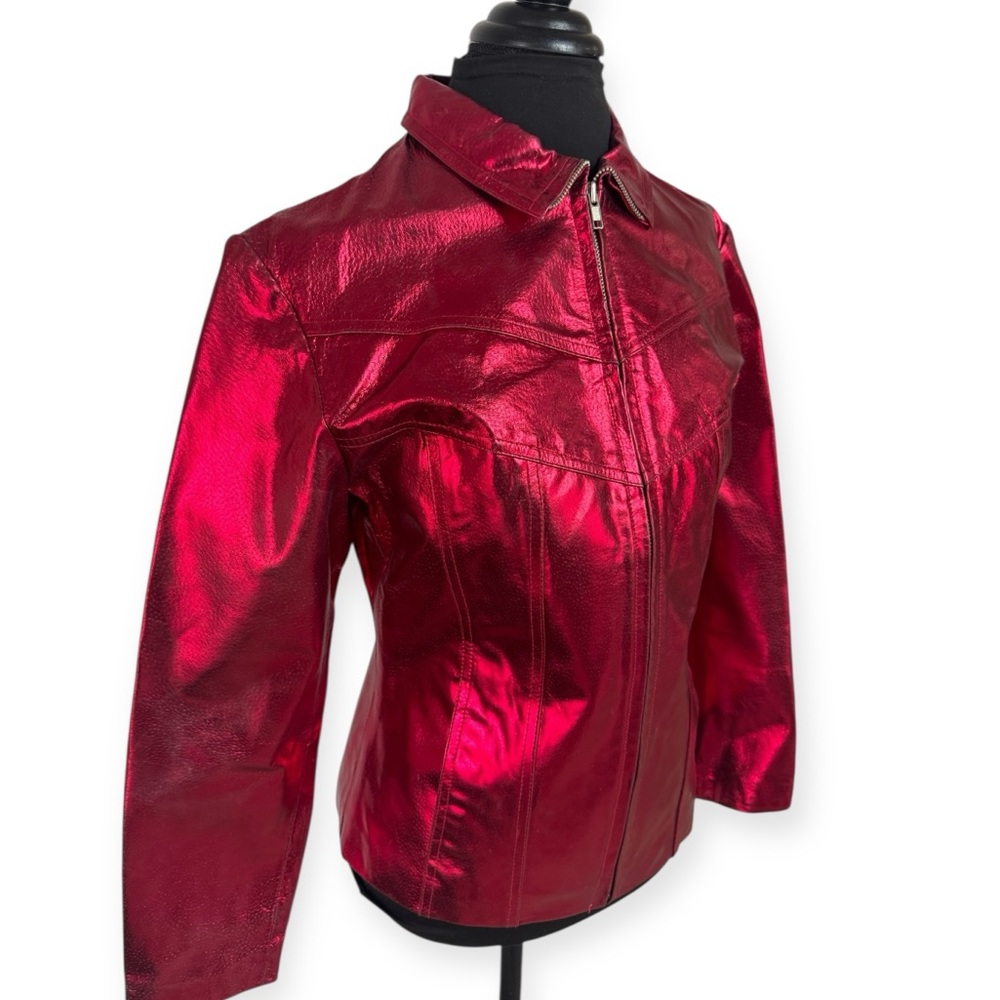 Vtg Maxima Metallic Leather Jacket - Picture 8 of 16